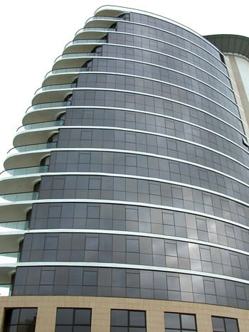a glass hi-rise building